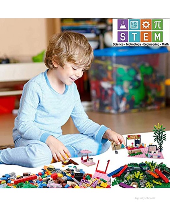 Liberty Imports Bucket of Mini Building Bricks Playset with Base Plates 16 Color Classic and Pastel Mix Blocks Set in Carrying Case Tight Fit and Compatible with All Major Brands 1000 Pieces
