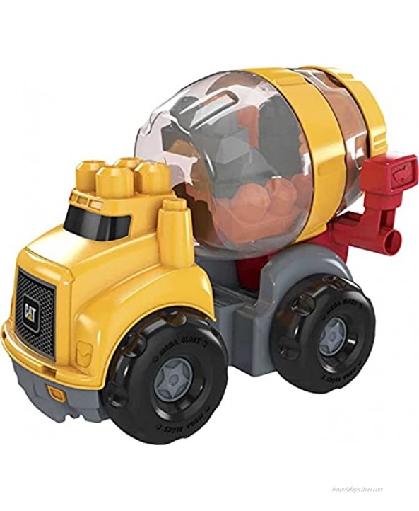 Mega Bloks CAT Cement Mixer with Big Building Blocks Buildng Toys for Toddlers 9 Pieces