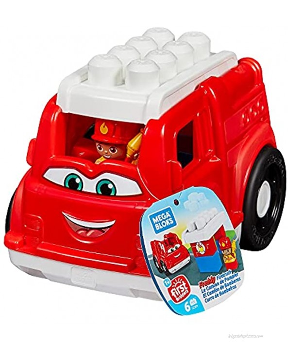 Mega Bloks First Builders Freddy Fire Truck Building Toys for Toddlers 6 Pieces