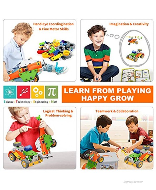 Nobranded STEM Learning Toys 5 in 1 Erector Set DIY Educational Construction Engineering Building Blocks Toys Kits for Kids Ages 6-12 for Boys & Girls Gift