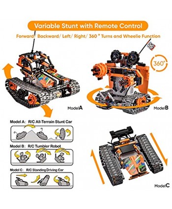 OASO Remote Control STEM Building Kit for Boys 8-12 392 Pcs Science Learning Educational Building Blocks for Kids 3 in 1 Tracked Racer RC Car Tank Robot Toys Gift Sets for Boys Girls