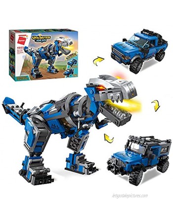 Qman Creator 3in1 STEM Building Blocks Toy for Boys 6-12 Mechanical T-Rex Pickup Trucks Off-Road Vehicle Bricks Building Kit Educational Toy for Kids 4-7 Best Gifts for 12-15 yrs Boys