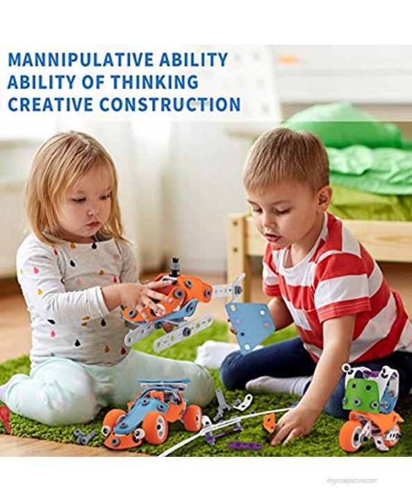 STEM Toys for Kids 6-10 Years Old 163Pcs Engineering Building Model Erector Set Educational Construction Learning Toy Kit Best Birthday Gift for Primary School Boys Ages 5 6 7 8 9 10