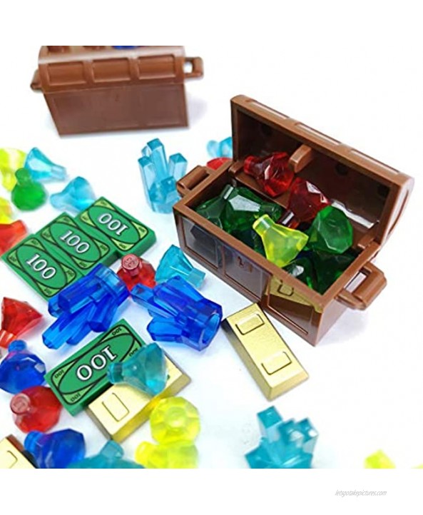 Treasure Accessories Set Building Blocks Bullion Money Gold Bar Jewelry Toy Parts Brick