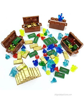 Treasure Accessories Set Building Blocks Bullion Money Gold Bar Jewelry Toy Parts Brick