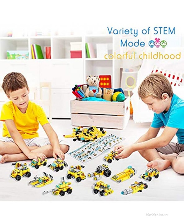 VATOS STEM Building Toys for Kids 566PCS Construction Truck Blocks Toys for 6 Years Old Boys 25-in-1 Educational Building Sets Best Festival Gifts for Boys Girls Aged 6 7 8 9 10 11 12 Yr Old
