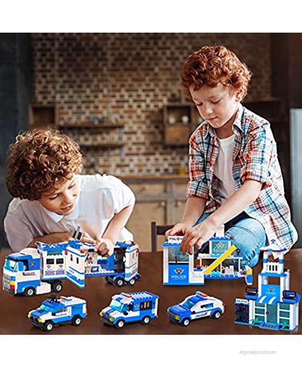 Exercise N Play 2058 Pieces City Police Building Blocks Set with Police Station Cop Car Helicopter Boat Airplane Best Learning & Roleplay STEM Construction Toys for Boys Girls 6-12 New 2021