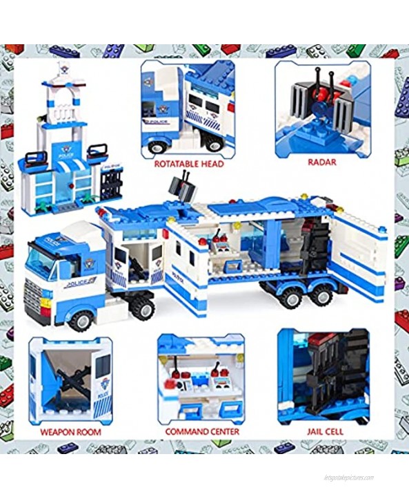 Exercise N Play 2058 Pieces City Police Building Blocks Set with Police Station Cop Car Helicopter Boat Airplane Best Learning & Roleplay STEM Construction Toys for Boys Girls 6-12 New 2021