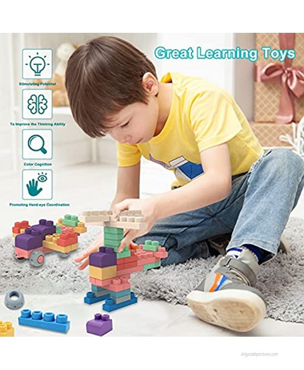 BLUECEDAR 2021Newest Soft Building Blocks Set for Toddler,Baby Ages 6 Month Old and Up,Safe Playing,Learning Stacking Block Toys,Non Wooden Gift for Kid Girl Boys,20Pieces Storage Bag