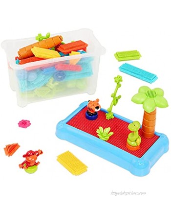Bristle Blocks by Battat – The Official Bristle Blocks – 58Piece In A Bucket – STEM Creativity Building Toys for Dexterity & Fine Motricity – Bpa Free 2 years +
