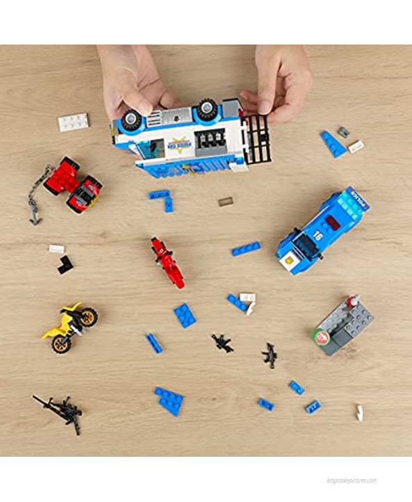City Police Chase Arrest Thief and Prisoner Transport Building Kit with Prisoner Transporter Cop Car and Motorcycle Fun Toys Playset for Roleplay and Gift for Kids Boys 6+ 362 Pieces