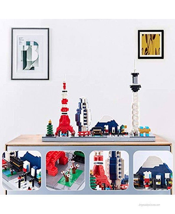 DAFDAG Japanses Architecture Model Kits Tokyo Skylines Micro Blocks and New Gift for Adults and Kids 1880 Pcs with Color Package