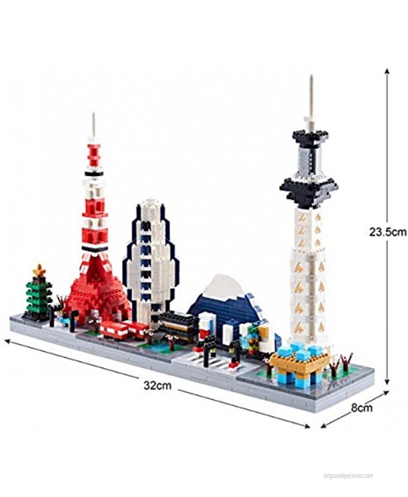 DAFDAG Japanses Architecture Model Kits Tokyo Skylines Micro Blocks and New Gift for Adults and Kids 1880 Pcs with Color Package