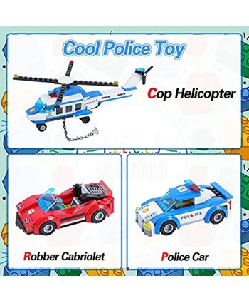 Exercise N Play City Police Chase Bank Robbers Building Toy with Police Helicopter Police car Getaway Sports Car Fun Toys Playset for Roleplay and Gift for Kids Boys 6-12 409 Pieces