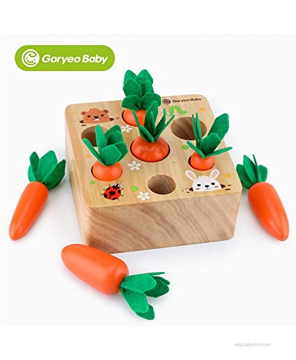 GORYEO BABY Wooden Toys 1-Year-Old boy and Girl Enlightenment Education Classification Puzzle Carrot Harvest Development Gift fine Motor Skills Harvest Carrot Game…