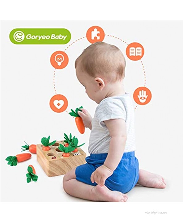 GORYEO BABY Wooden Toys 1-Year-Old boy and Girl Enlightenment Education Classification Puzzle Carrot Harvest Development Gift fine Motor Skills Harvest Carrot Game…