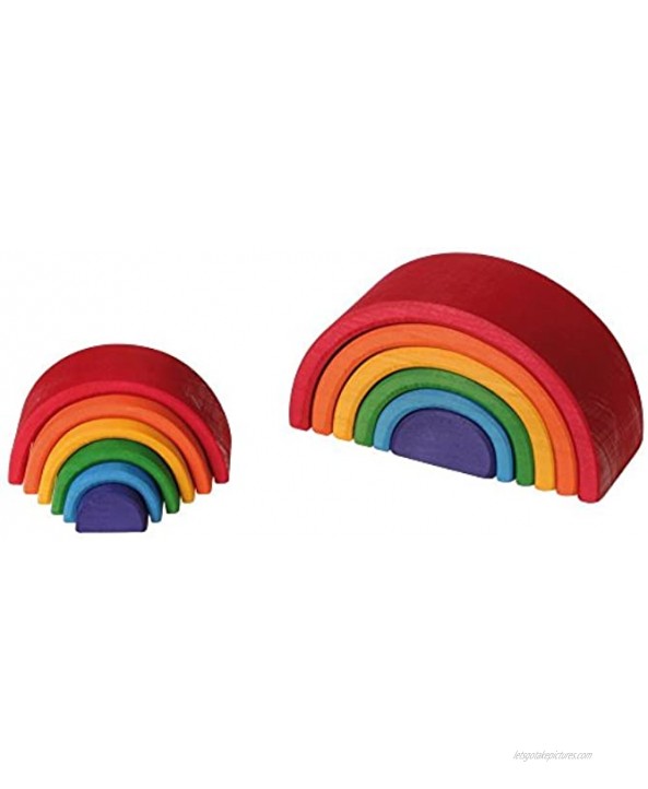 Grimm's Small Mini 6-Piece Rainbow Nesting Wooden Blocks Stacker Elements of Nature: AIR