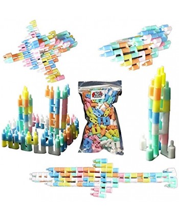 KID by AIB 100 Pcs Building Blocks Learning Bullet Type 2 Legged Connector Insert Creative Inserting Puzzle Game Plastic Pastel Color Mix 0.25x0.64x0.65 inch for Kids Educational DIY Ages 3+Years Old