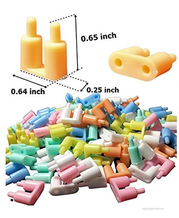 KID by AIB 100 Pcs Building Blocks Learning Bullet Type 2 Legged Connector Insert Creative Inserting Puzzle Game Plastic Pastel Color Mix 0.25x0.64x0.65 inch for Kids Educational DIY Ages 3+Years Old
