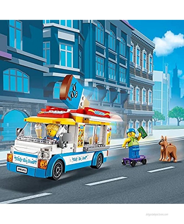 Lego 60253 City Great Vehicles Ice-Cream Truck Toy with Skater and Dog Figure, for Kids 5+ Year Old