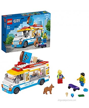 Lego 60253 City Great Vehicles Ice-Cream Truck Toy with Skater and Dog Figure, for Kids 5+ Year Old