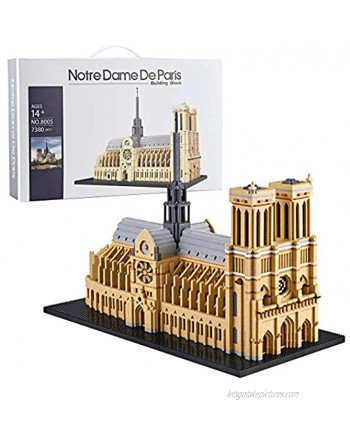 Lukhang Big Architecture Notre Dame De Paris Micro Blocks 7380 Pieces Model Building Kit Creative Building Set for Adults for Any Hobbyists New（ with Color Gift Package）