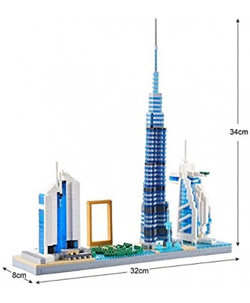 Lukhang Gift Architecture Skylines: Dubai Model Building Set Model Kit and Gift for Kids and Adults ,Micro Mini Block 2545pieces （with Color Package Box）