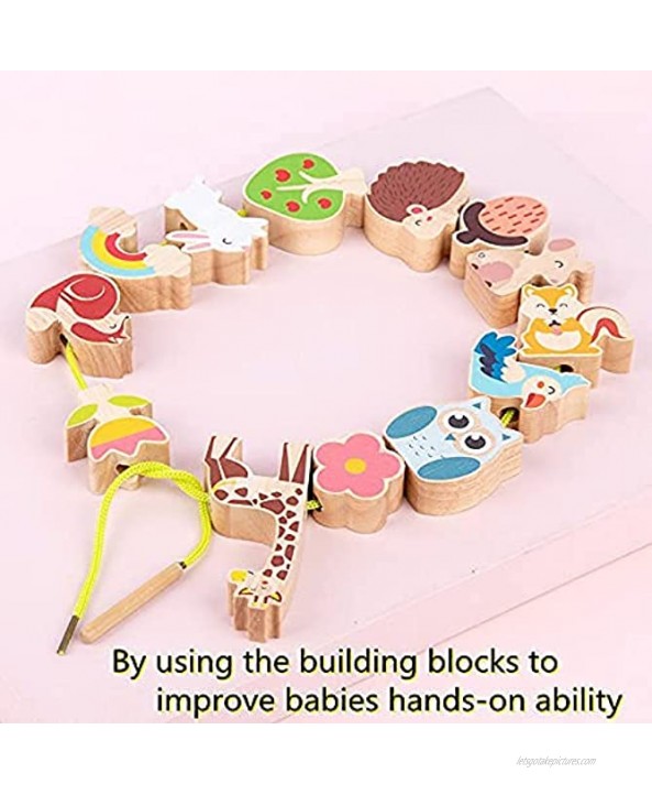 menoha Stacking Toys Animal Wooden Stacking Balancing Game STEM Toy Preschool Learning Educational Montessori Toys Stacking Blocks Lacing Beads for Toddlers