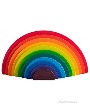 MerryHeart Wooden Rainbow Semicircle Stacker Toys 11Pcs Semicircle Rainbow Stacking Puzzle Rainbow Building Blocks Board Set for Kids Learning Creative Thinking Toys