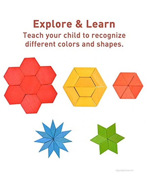 Mideer 250pcs Wooden Pattern Blocks Shape Jigsaw Puzzles for Kids Ages 4-8,Colorful Tangrams for Children,Montessori Learning & Education Toys for Toddlers 3 Years,Stem Activities for Kids Ages 5-7