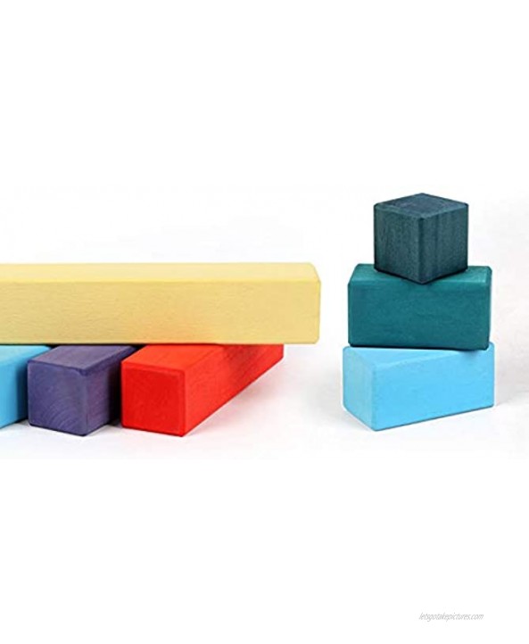 MODERNGENIC 'Pyramid' Rainbow X-Large 100 Piece Blocks Wooden Toys for Kids Geometric Stacking Educational Building Blocks