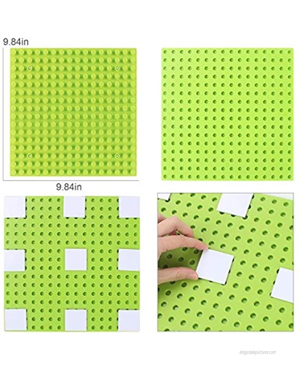 PAIFU Classic Peel-and-Stick Baseplates Self Adhesive Building Brick Plates Compatible with All Major Brands Green 6PCS
