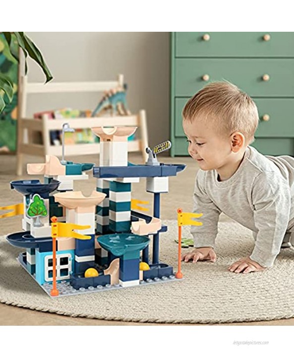 PAIFU Marble Run Building Blocks ，228PCS Classic Big Blocks STEM Toy Bricks Set Kids Race Track Compatible with All Major Brands Various Track Models for Boys Toddler Age 3,4,5,6,7,8+