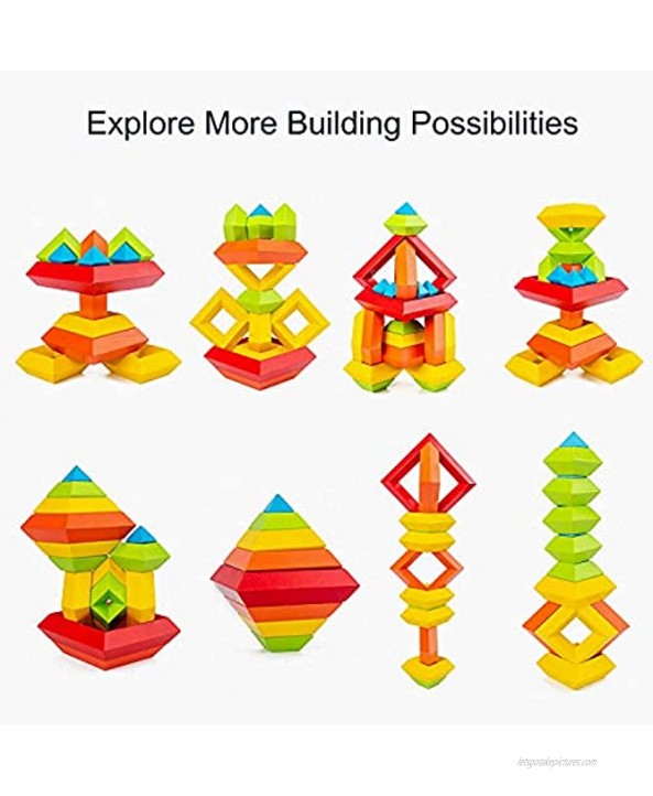 Rainbow Pyramid Wooden Building Blocks Toys for Kids Nesting Stacking Blocks for Toddlers Open Ended Toys Rainbow Stacker for Kids