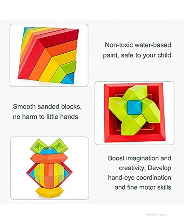 Rainbow Pyramid Wooden Building Blocks Toys for Kids Nesting Stacking Blocks for Toddlers Open Ended Toys Rainbow Stacker for Kids
