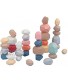 TACY 36 Pcs Kids Stacking Wooden Rocks Toy Games Rainbow Arts Balancing Blocks Set Early Education Building Creative Colored Wooden Stones Stacking Toys 36 Pcs