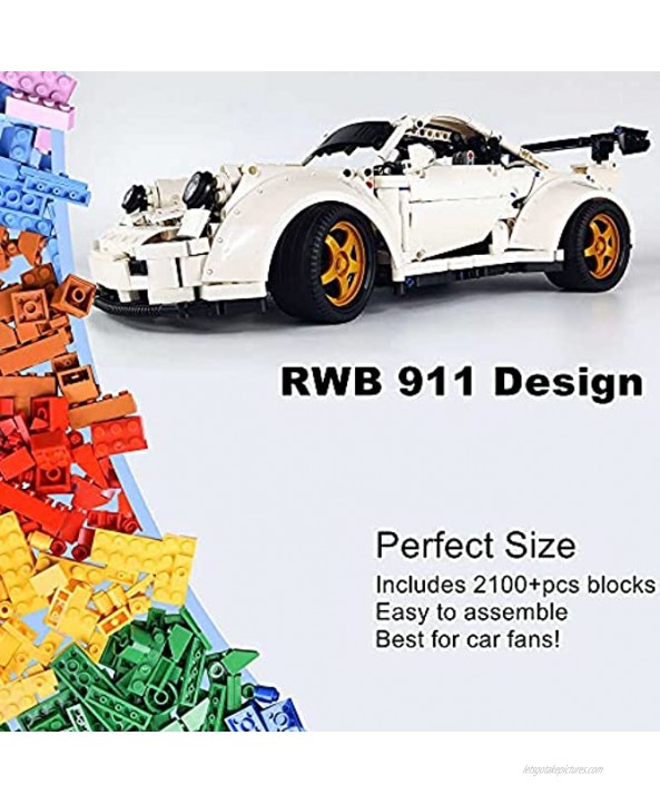 True Representation Sports Car RWB 911 MOC Technique Building Blocks Set,Building Project for Adults Collectible Model 1:8 Scale Race Car Engineering Toy2100+pcs