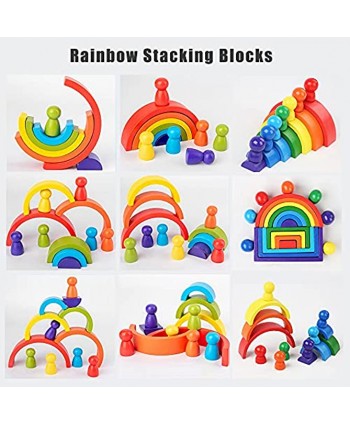 Wooden Rainbow Stacking Block Set 27 PC Learning Toy Learning Building Blocks for Toddlers Age 3+ Preschool Activity Educational Jigsaw Gifts
