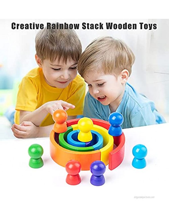 Wooden Rainbow Stacking Block Set 27 PC Learning Toy Learning Building Blocks for Toddlers Age 3+ Preschool Activity Educational Jigsaw Gifts