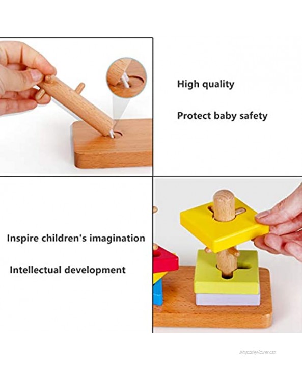 Wooden Stacking Toys for Toddler 2 3 4 Year Old Shape Sorter Montessori Educational Puzzle Blocks Toys Best Gifts for Girls Boys Early Preschool Learning