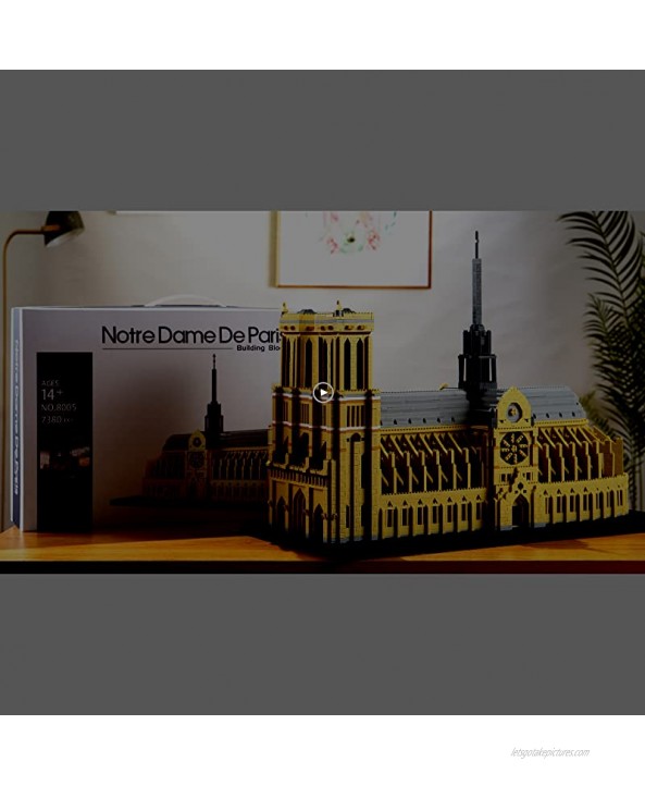 YaJie Big Architecture Notre Dame De Paris Micro Block 7380 Pieces Model Building Kit Creative Building Set for Adults for Any Hobbyists（ with Color Gift Package）
