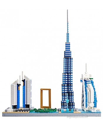 YUJNS Dubai Skylines Architecture Model Kits Micro Block Set and Gift for Kids and Adults ,Micro Mini Block 2545 Pieces （with Color Package Box）