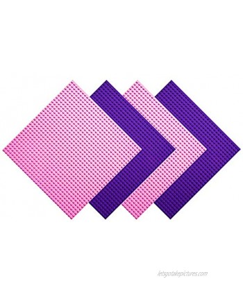 BOROLA Peel-and-Stick Building Base Block Plate 10" x 10" in Variety Color Compatible Most Major Brands Building Bricks 4-Pack 2 Purple + 2 Pink