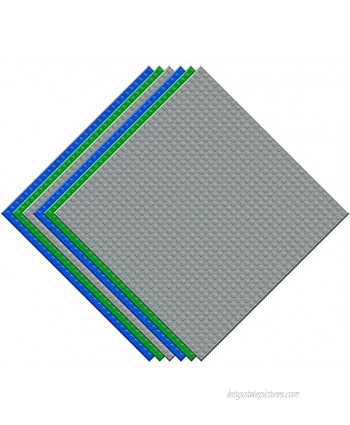 EKIND 6 PCS Classic Building Base Block Plate 10" x 10" Compatible for Building Brickyard Blocks All Major Brands Green + Blue + Gray