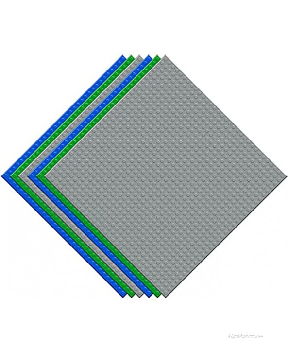 EKIND 6 PCS Classic Building Base Block Plate 10 x 10 Compatible for Building Brickyard Blocks All Major Brands Green + Blue + Gray