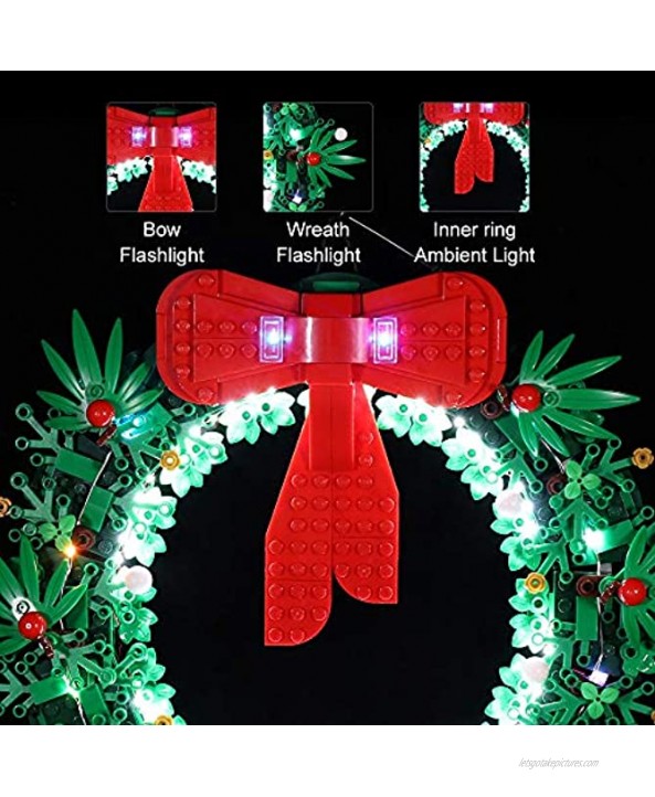 LED Lighting Kit for Christmas Wreath 2-in-1 Building Blocks Model Only LED Lights Compatible with Lego 40426 RC Version A