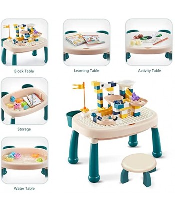 See SPEING Building Block Table Multi Kids Activity Table with Large Building Blocks Compatible Bricks Toy Building Block Water Table Building Block Table with Storage Learning Table White