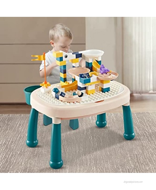 See SPEING Building Block Table Multi Kids Activity Table with Large Building Blocks Compatible Bricks Toy Building Block Water Table Building Block Table with Storage Learning Table White