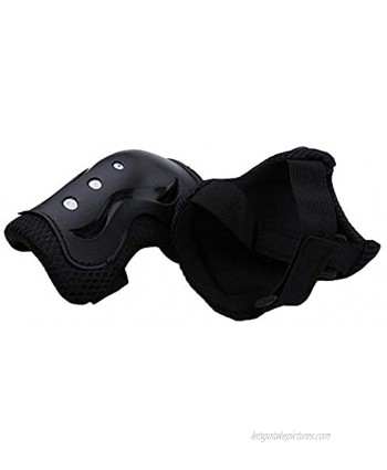 Drfeify 6pcs Set Elbow Guard PVC + Sponge + EPE Knee Support Protectors Wrist Guards for Children Outdoor Sports Suitable for 4-16 Years Old Children