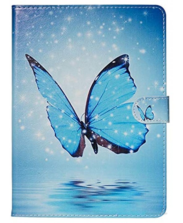 Herzzer Wallet Leather Case for Samsung Galaxy Tab A 10.5 2018,Slim Multi-Angle View Folio Stand Premium Magnetic Colorful Print PU Leather Protective Smart Cover with Auto Sleep,Blue Butterfly